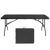 6ft Folding Table, Portable Plastic Table for Camping, Picnics, Parties, High Load Bearing Foldable Table Black