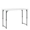 4 Foot Adjustable Height Folding Plastic Table, Indoor Outdoor White Granite