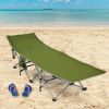 Folding Camping Cot with Side Storage Pocket Detachable Headrest